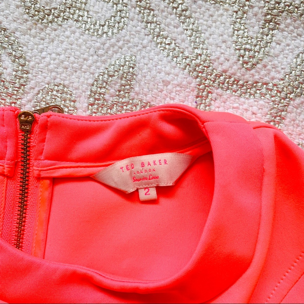 Ted Baker Mitton Pink Pleated Skater Scuba Dress - Picture 4 of 7